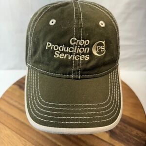 Crop Production Services Hat‎ Cap Green Tan Adjustable Adult Baseball